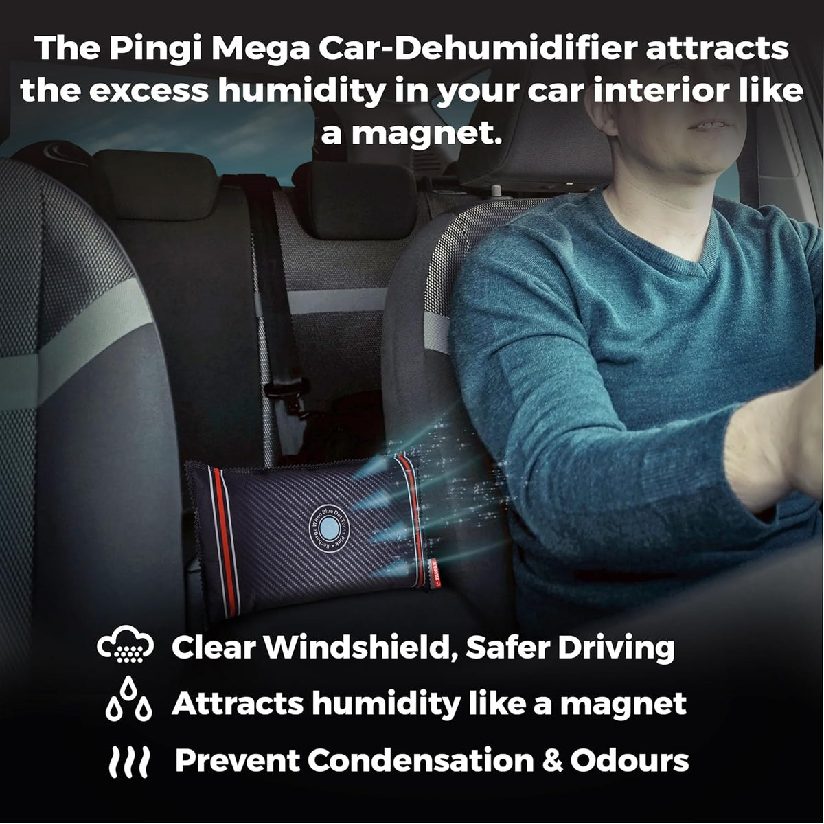 Car Dehumidifier Mega Pack - Absorbs Moisture & Condensation - 100% Leakproof - Reusable (2.2lbs/1kg)