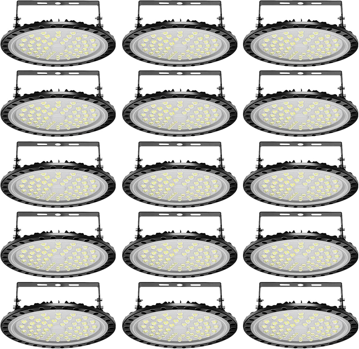 Viugreum 15 Pack 200W LED High Bay Lights, 20000LM 6000K-6500K Daylight White UFO LED Shop Lights, Warehouse Workshop Garage Factory Area LED Lighting Fixture