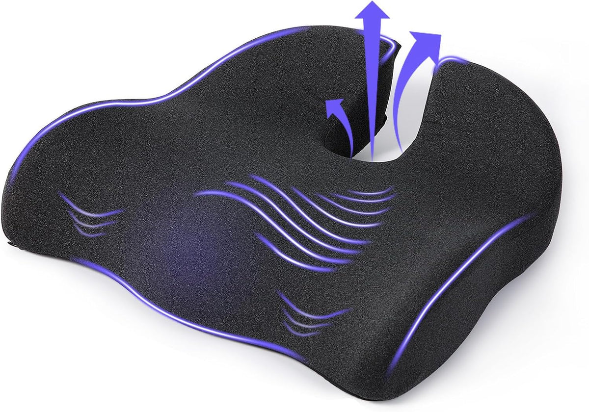 Seat Cushion for Office Chair, Large Thick Seat Cushion for Tailbone Pain Relief, Sciatica & Back Support, Memory Foam Office Chair Cushion for Long Sitting, Coccyx Cushion for Car, Wheelchair