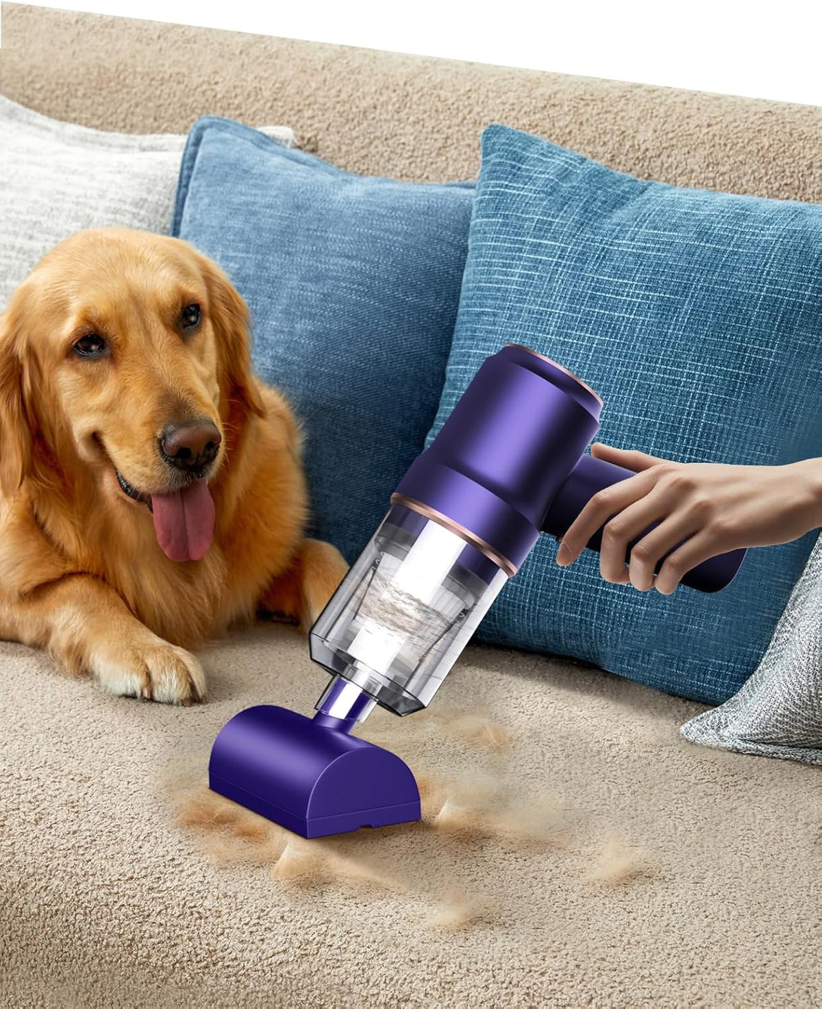 Handheld Vacuum Cordless Rechargeable with LED Light and Multi-Nozzles,15000 Pa Car Vacuum Portable Cordless, 120W Powerful Mini Vacuums Cleaner for Home, Car, Pet Hair, DC Motor, Blue
