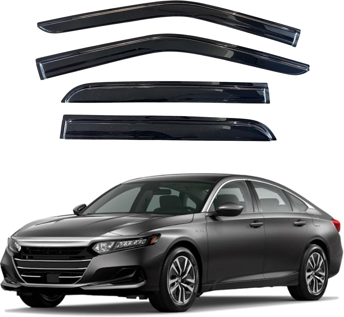 KPY Window Visor Compatible with Honda Accord Sedan 2018-2023, 4PC Rain Guard Side Window Vent Deflectors Tape-On Mugen Style, 2018 2019 2020 2021 2022 2023