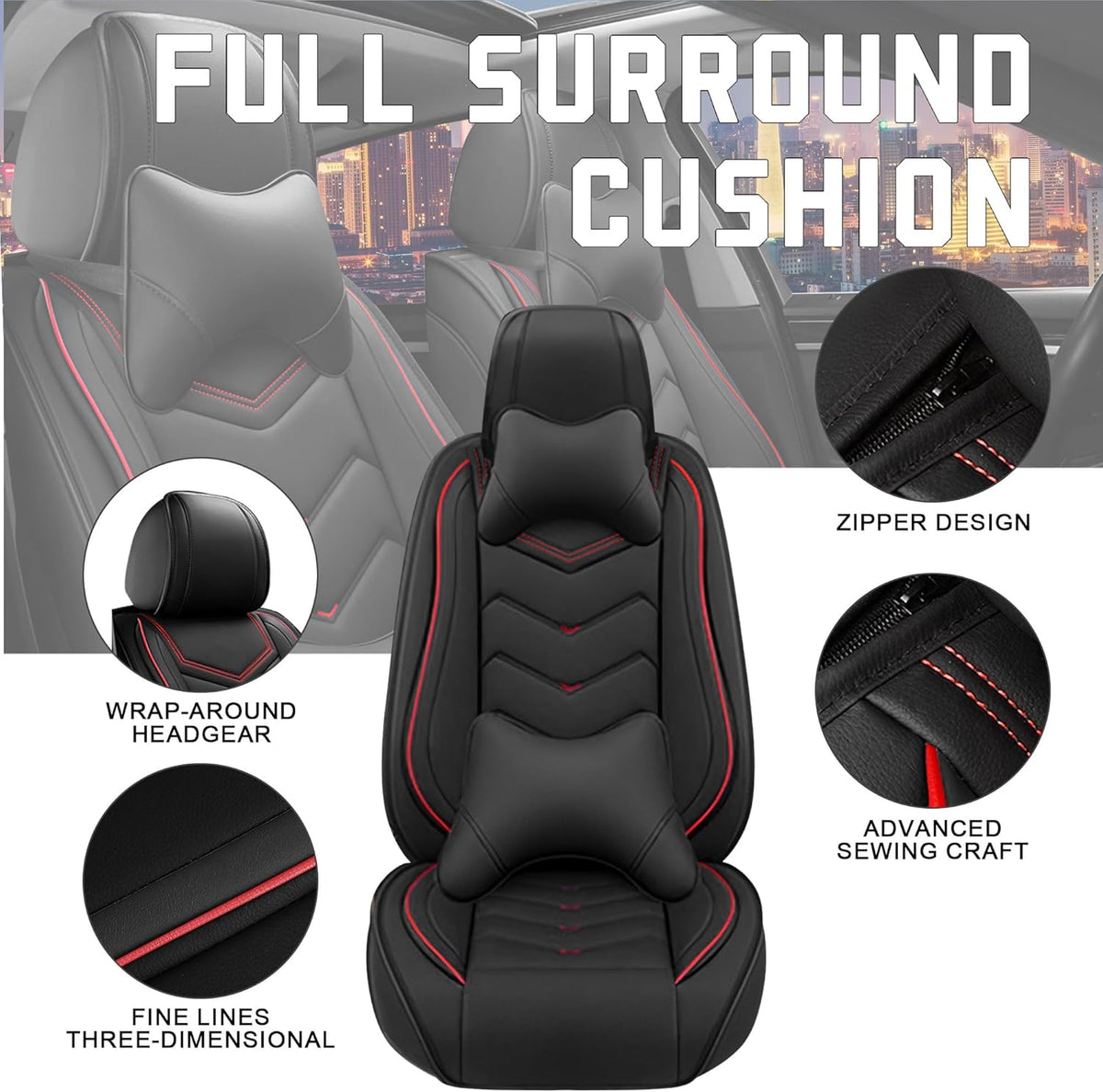Car Seat Covers for Chrysler Pacifica 2004-2025, Stylish Sport Seat Cover, Premium Nappa Leather Car Seat Cover. Automobile Seat Covers Sets.(Luxury 2 Seats/Black)