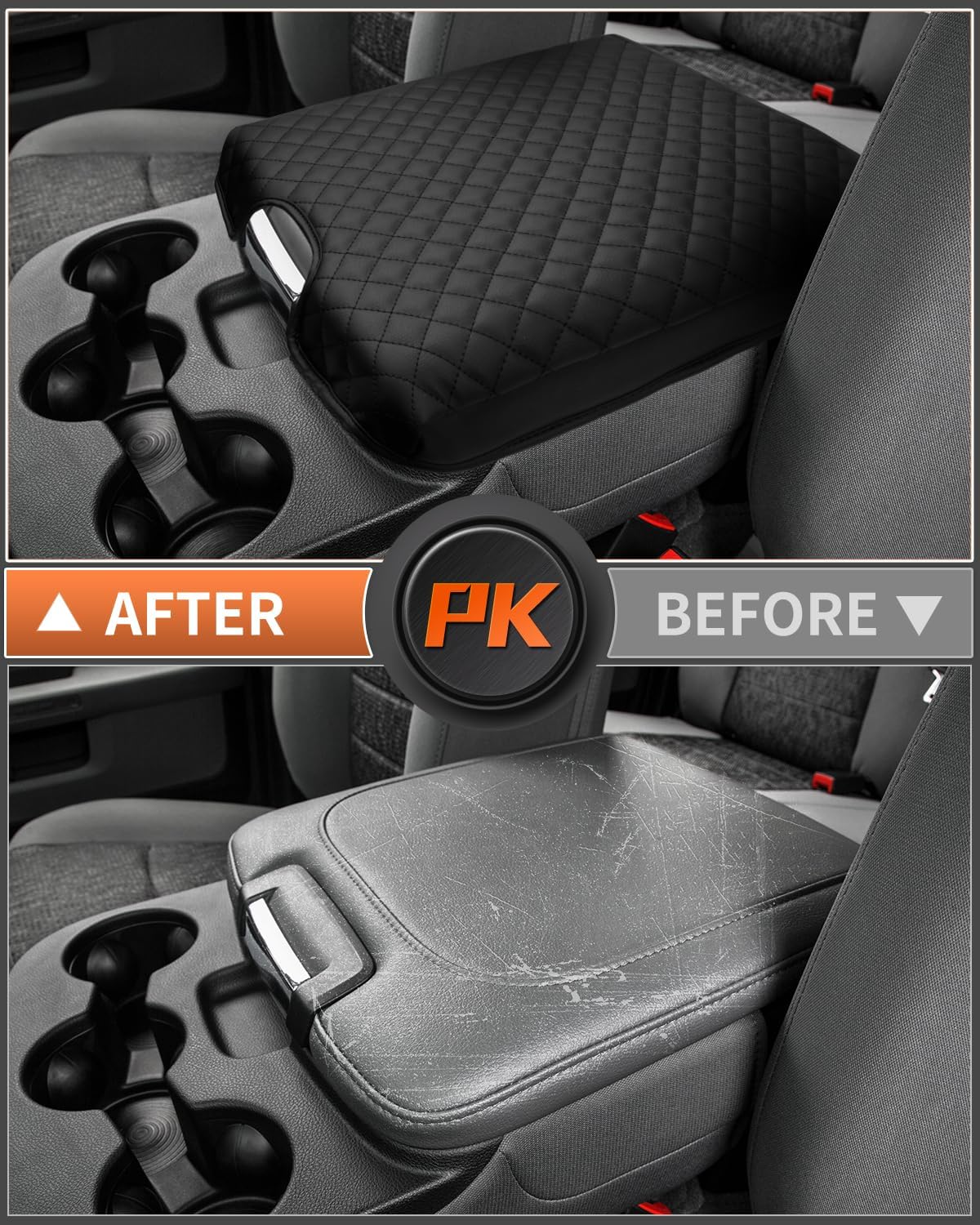 Shademax Center Console Cover for 2013-2018 Ram 1500 & 2013-2024 Ram 2500/3500/1500 Classic Accessories Armrest Cover Cushion Pad for Jump Seat Console Leather Armrest Seat Box Console Lid Protector