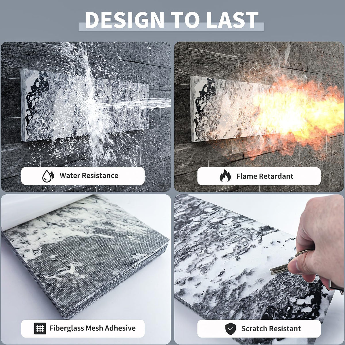 GWP02S Marble Grain Garage Wall Protector Car Door Protectors, Garage Accessories, Parking Stopper for Garage, Tool-Free, Designed in Germany (4-Pack Marble Grain)