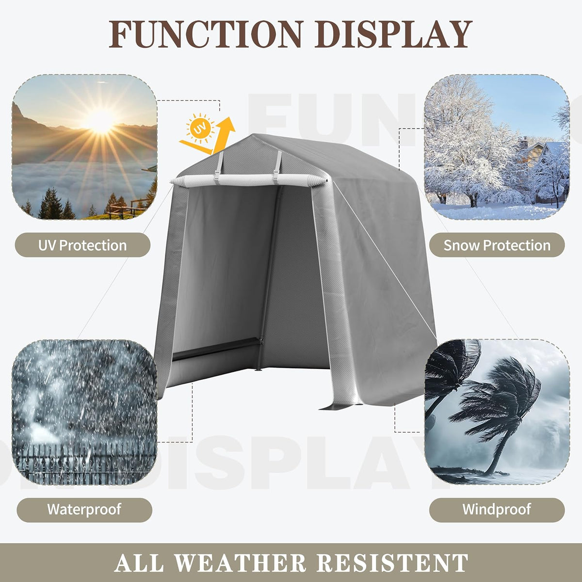 Shintenchi 6x6ft Outdoor Portable Storage Shelter Shed,Carport Storage Shed with Roll-up Zipper Door, Heavy Duty UV Resistant and Waterproof Tarp, Storage for Motorcycle, Bike, Garden Tools