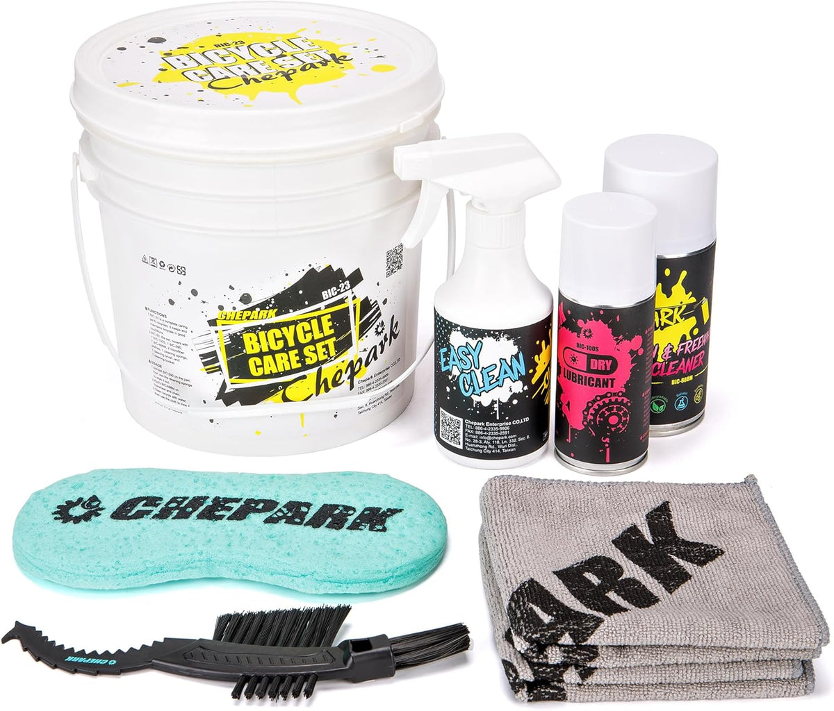Cleaning Kit-Bike Wash & Drivetrain Essentials Kit with bike clean,Bicycle Degreaser,dry Lubricant,Cleaning Brush Tool-Bike Maintenance for Mountain Road Gravel Bikes