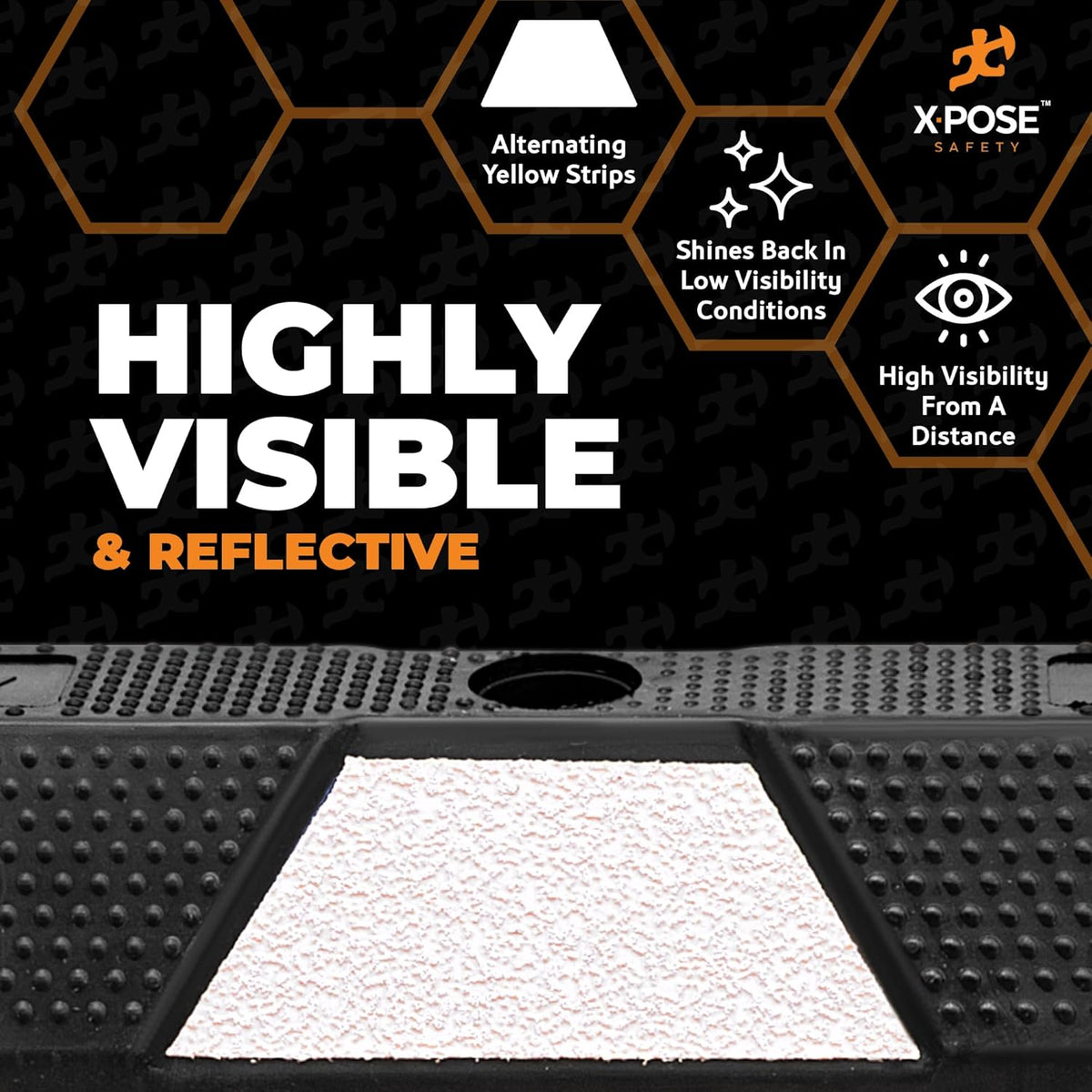 Xpose Safety 72" Heavy Duty Rubber Parking Stopper – 10 Pack Wheel Blocks for Garage, Driveway, or Ramp – Car Bumper Stop with White Reflective Strips – Removable Floor Mount