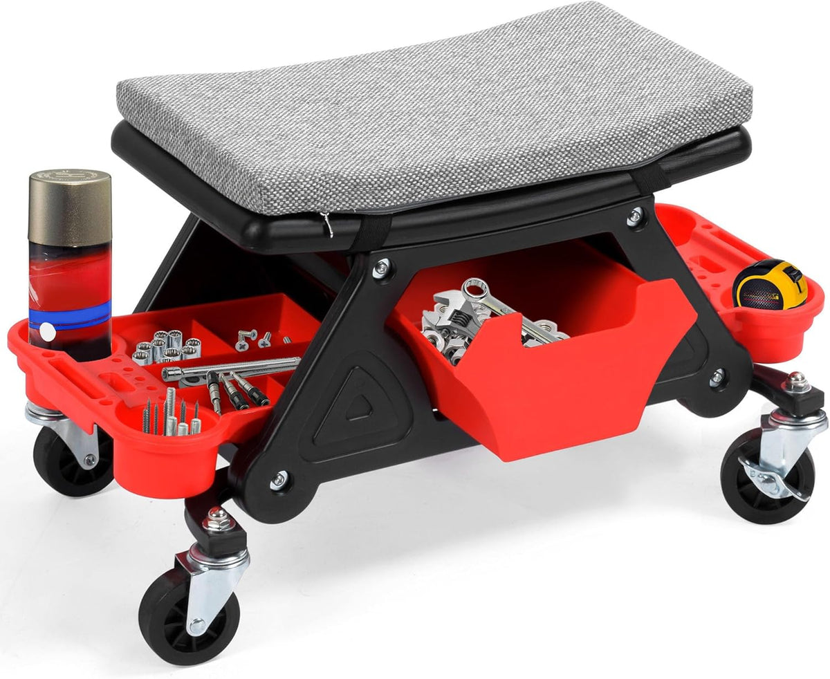 YITAHOME Mechanic Stool 330 LBS with Wheels, Heavy Duty Rolling Mechanics Seat, Rolling Tool Seat for Automotive Auto Repair