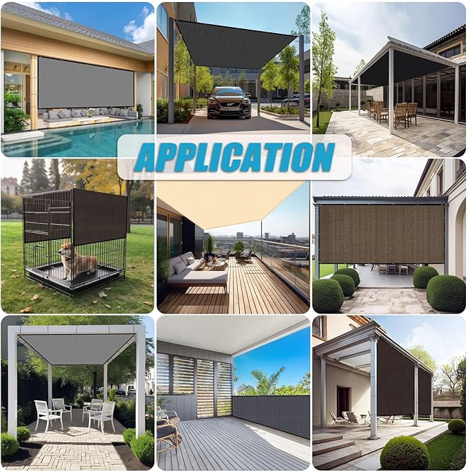 Amagenix 90% Sun Shade Cloth with Grommets, 3' x 10' Pergola Replacement Shade Cover Canopy Privacy Screen for Outdoor Patio Garden, Gray (We Customized)