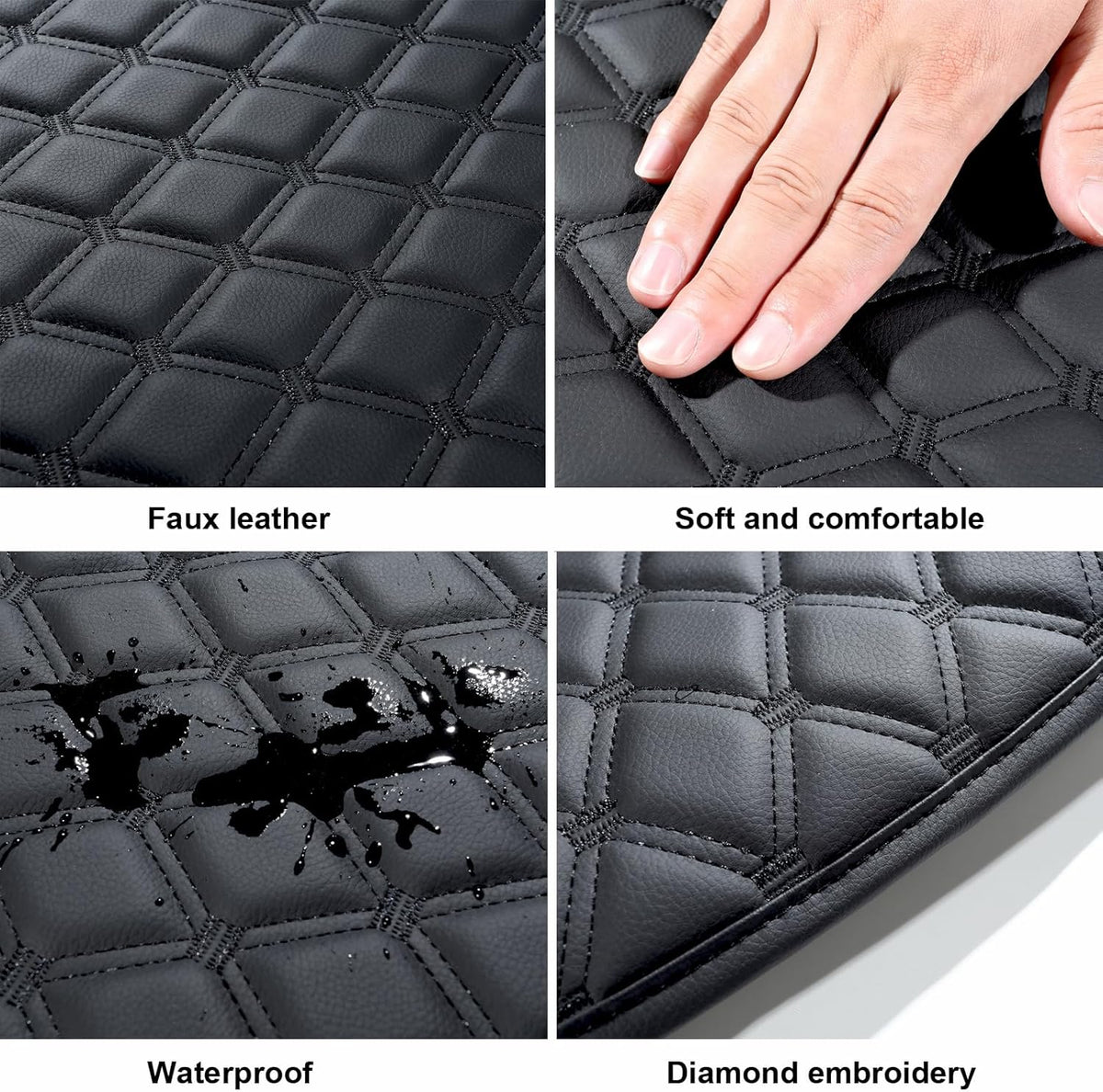 GIANT PANDA Custom Fit Center Console Cover for Dodge RAM 1500,2019 2020 2021 2022 2023 2024 with Jump Seat- Waterproof Faux Leather Armrest Center Cover - Full Protection-Black