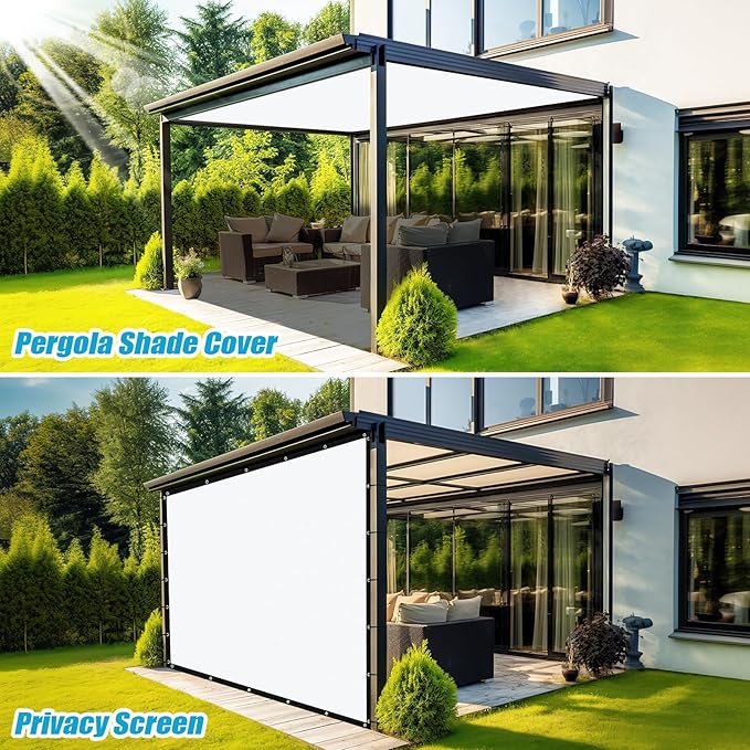 Amagenix 90% Pergola Shade Cover 6' X 24' Sun Shade Cloth with Grommets for Outdoor Garden Patio Porch, Commercial Grade 200 GSM - Cable Zip Ties Included (We Customized) GN108, White