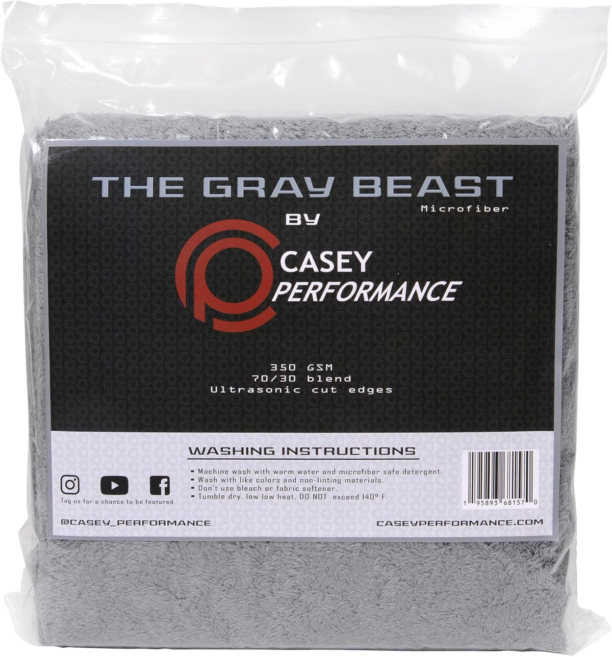 Microfiber Cleaning Cloth - The Gray Beast Towels, Streak-Free Cleaning Rags for Car Wash and Housekeeping, Ultra-Absorbent with Cut Edges to Avoid Scratches (Pack of 10, 16"x16")