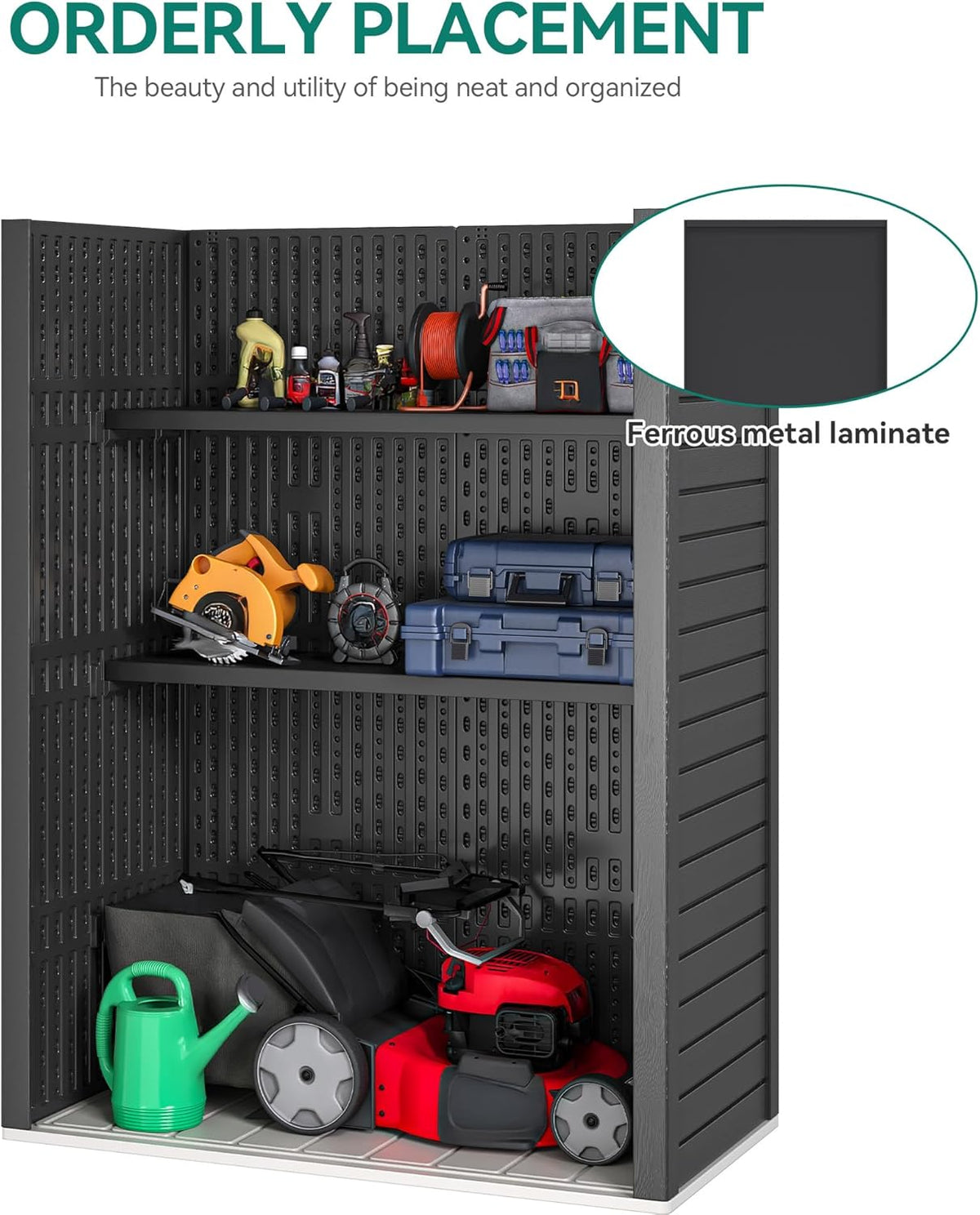 YITAHOME 2-Piece Metal Storage Shed Shelves for 59 cuft Vertical Outdoor Storage Shed，51 in x 13.8 in Shelf with 8 Screws, Easy Assembly, 22 lbs, Black