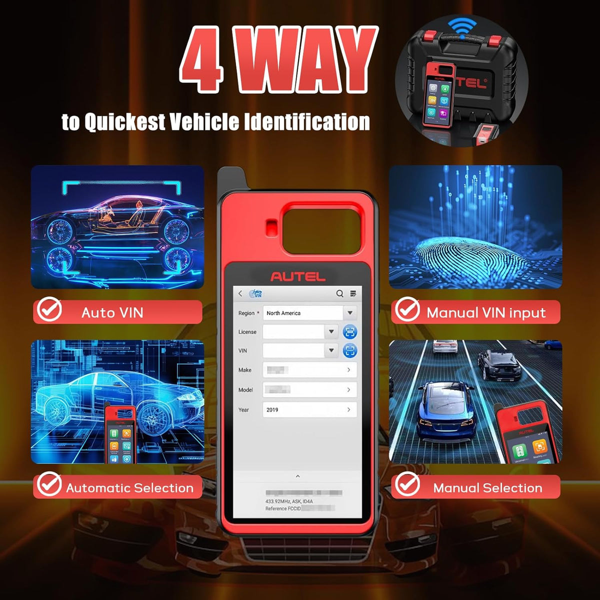 Autel KM100 Scanner Same as KM100X/E, Lite of IM508S Pro IM608 PRO 2 Programming Tool Free Update OBD Learning On 99% Car, Scan VIN/License Built-in APB112