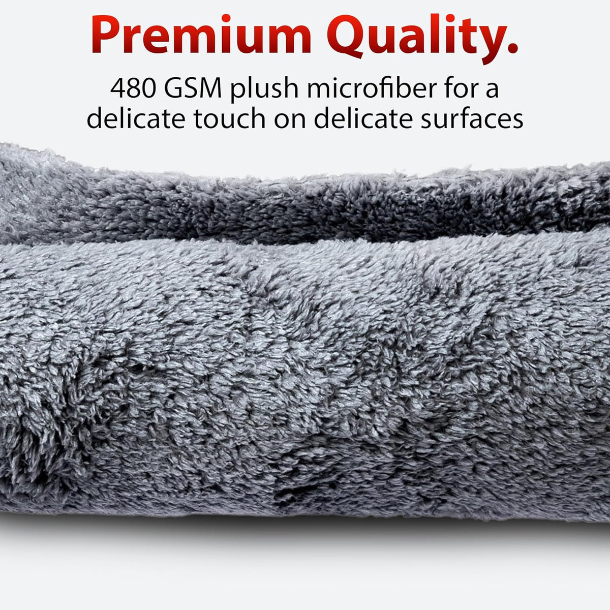 Adam's Borderless Grey Microfiber Towel (1pk) - Premium Ultra Soft Car Detailng Towel Cloths, 480gsm - Safe for Car Wash, Home Cleaning & Pet Drying Cloths (16 Inch x 16 Inch)