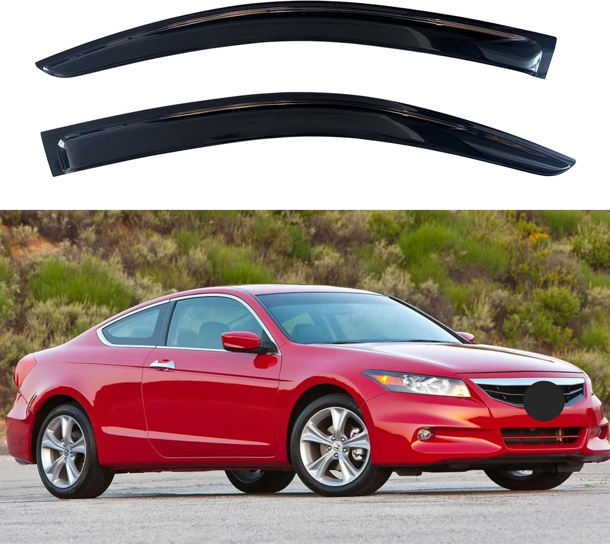 KPY Window Visor Compatible with Honda Accord Coupe 2008-2012, 2PC Rain Guard Side Window Vent Deflectors Tape-On Style, 2008 2009 2010 2011 2012