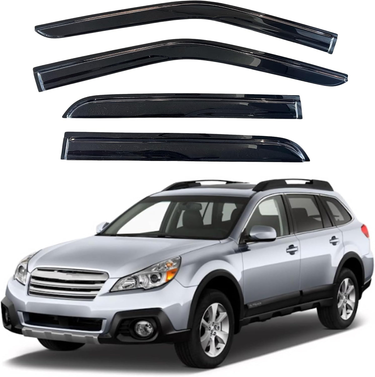 KPY Window Visor Compatible with Subaru Outback 2010-2014 (Excludes Limited Model), 4PC Rain Guard Side Window Vent Deflectors Tape-On Mugen Style, 2010 2011 2012 2013 2014