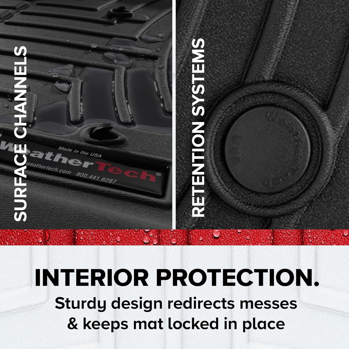 WeatherTech Custom Fit FloorLiners for Honda CR-V, CR-V Hybrid - 1st & 2nd Row (441780-1-2), Black