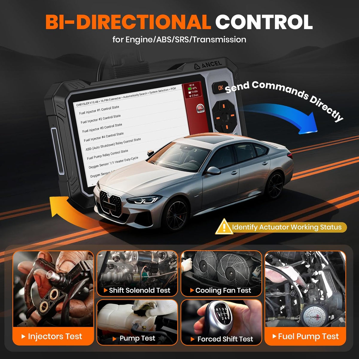 ANCEL OBD2 Scanner FX6000 Elite Bidirectional Scan Tool for ABS/SRS/Transmission/Enigne,7 Reset,Car Scanner with Active Test,Oil/Brake/SAS/Throttle/BMS Reset/ABS Bleeding/Gear Learning,FCA Support