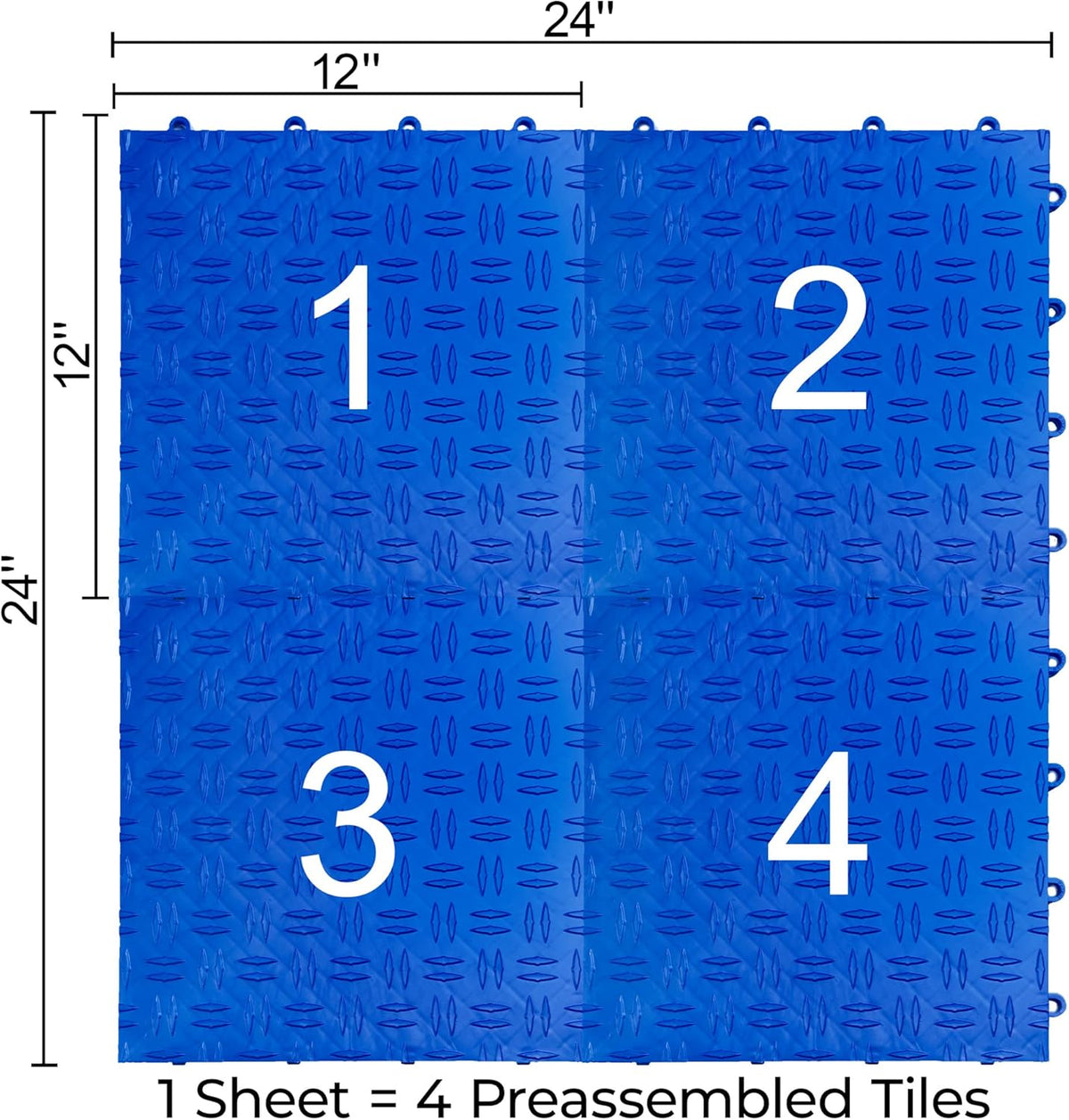 Big Floors GarageTrac Diamond, Interlocking Non-Slip Garage Flooring Tile, Durable, Modular, Heavy-Duty Copolymer, Easy Install (Royal Blue, 48 Pack of 12 x 12" Tiles)