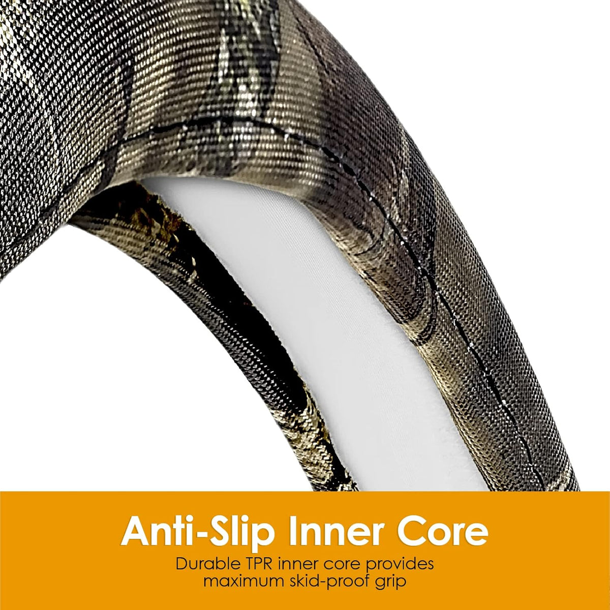 Mossy Oak Steering Wheel Cover by LPI Truck; Heavy Duty 600D Oxford Material with Mossy Oak Break-up Country Camoflauge; Fits All Car, SUV, Mini-Van and Truck with Steering Wheel Size 14.5" to 15"