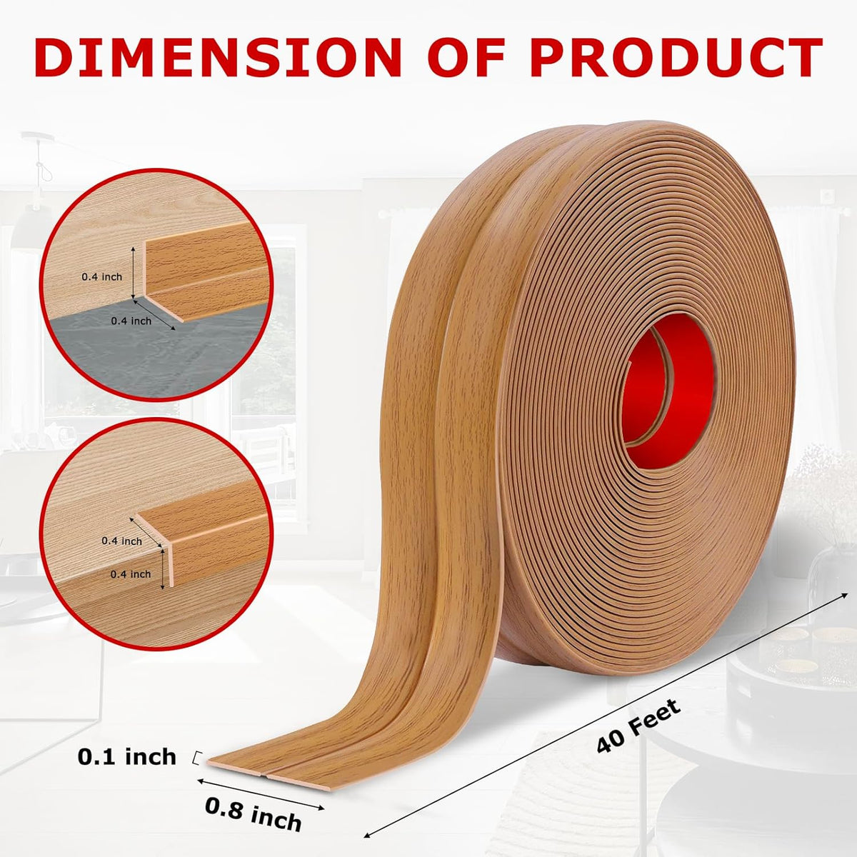 Flexible Wall Corner Protector Moulding Trim Peel and Stick Wall Corner Guards Edge Protector Self Adhesive Molding Trim Strip for Edge Ceiling (Light Brown Wood Grain, 0.8 in x 40 Ft)