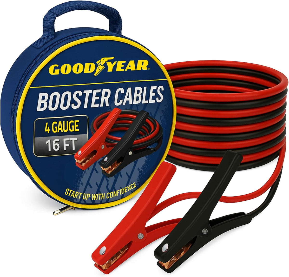 GOODYEAR Heavy Duty Jumper Cables for Car Battery – 4 Gauge 16 ft Booster Cables with Carrying Case for Cars, Trucks, SUVs, Emergency Roadside Kit
