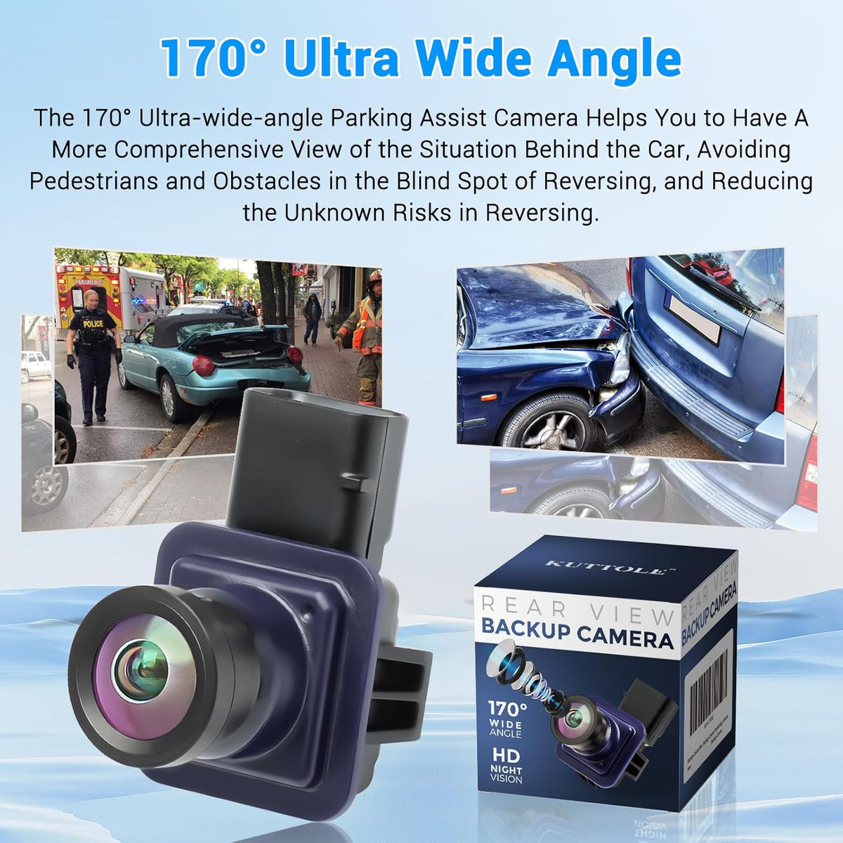 Rear View Backup Camera Compatible with Ford Escape 2014 2015 2016 Parking Assist Camera 170°Ultra Wide Angle HD Night Vision Waterproof Escape Accessories Reverse Camera EJ5Z-19G490-A GJ5T19G490AD