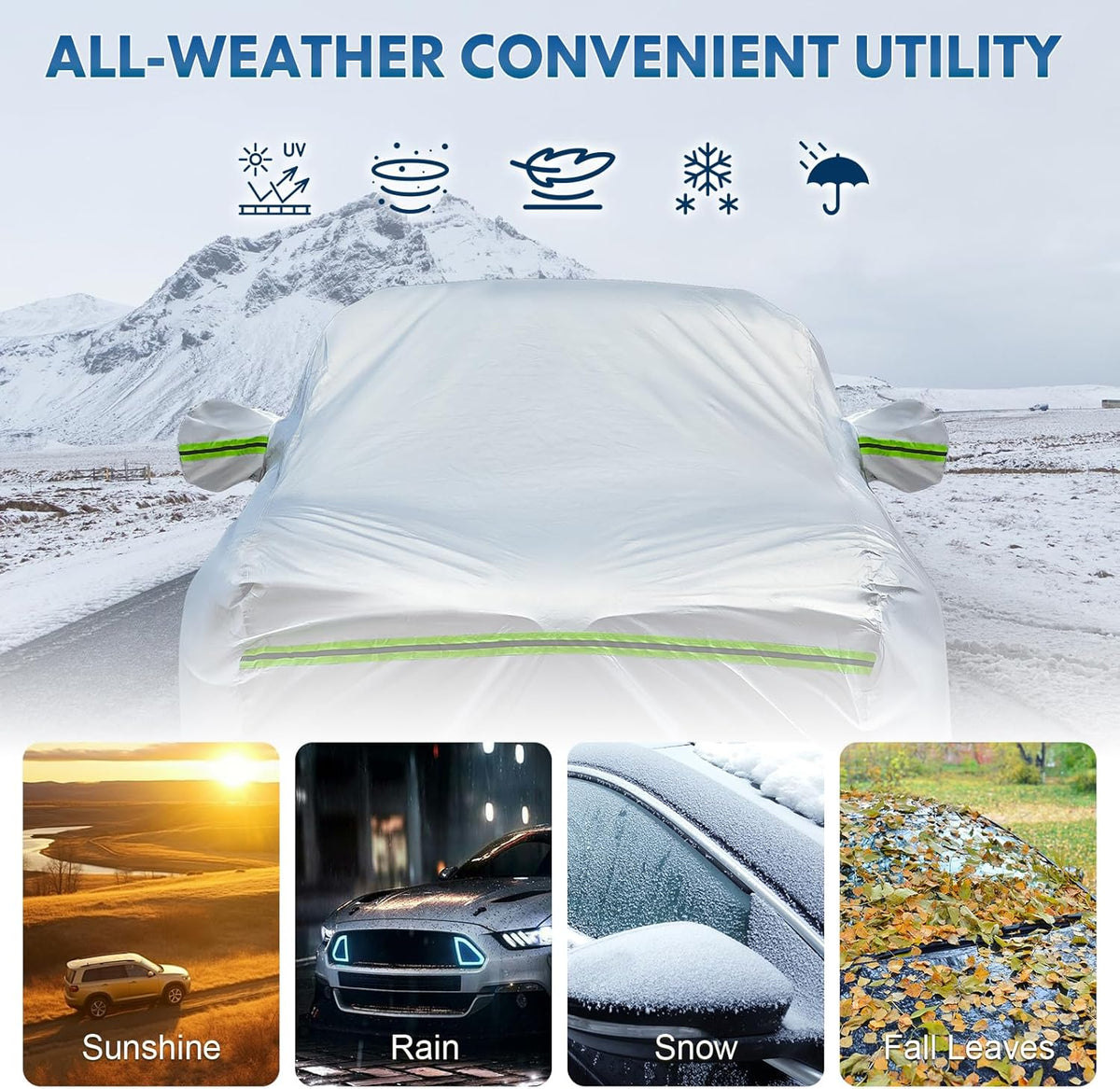 KEYOOG 6-layer Full Car Cover Is All-weather Waterproof, Universal In All Seasons, Snow Prevention, Rainproof, Acid Rainproof, Sunscreen, Ultraviolet-proof, Universally Applicable To Sedan (188"-198")