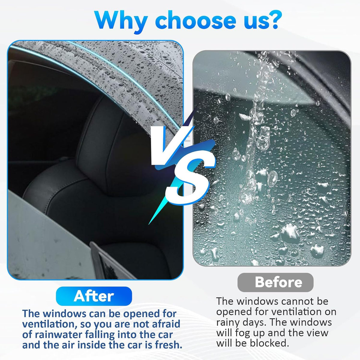 4pcs Front+Rear Smoke Tint Sun/Rain Guard Outside Mount Tape-On Vent Window Visors Compatible with 07-13 X5 E70