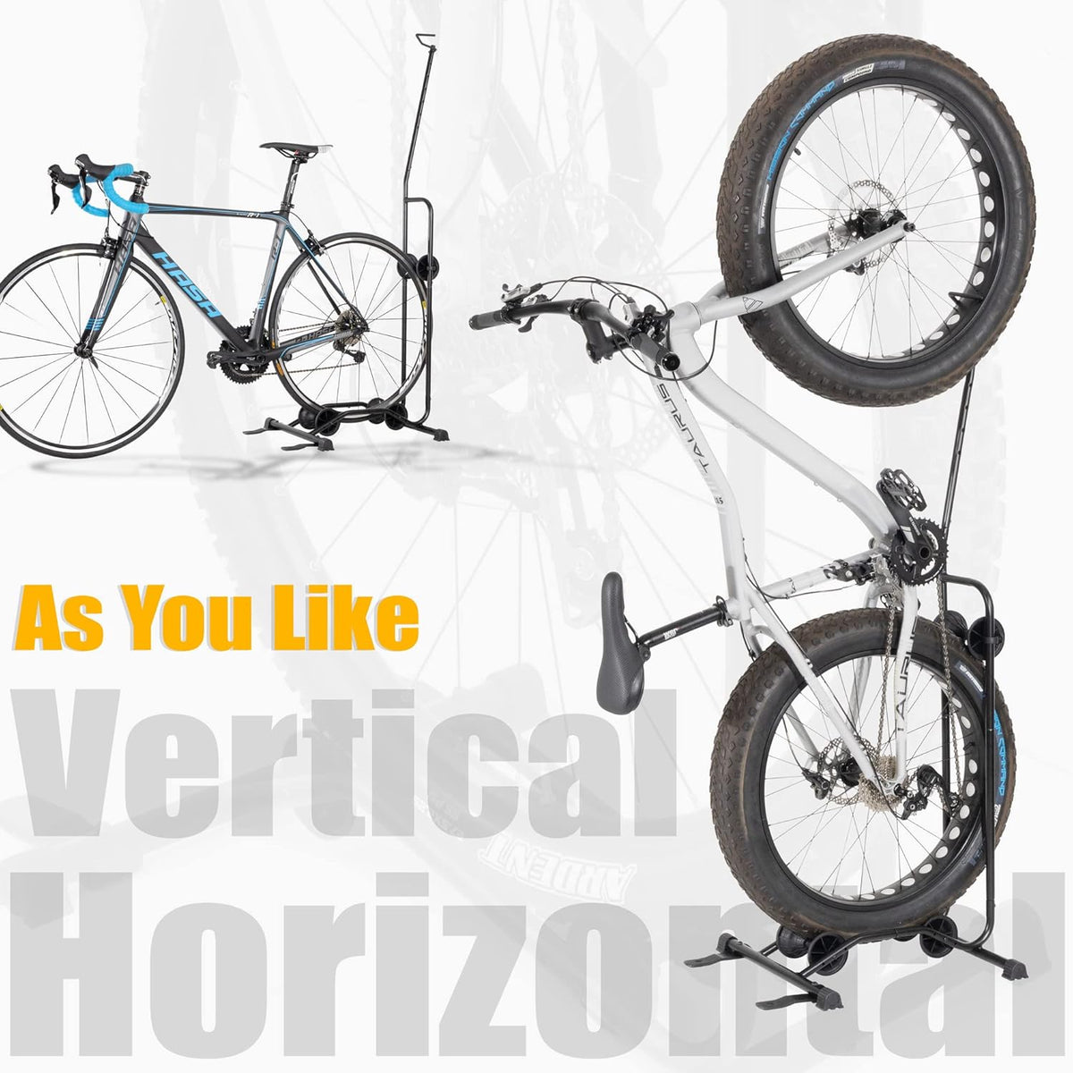 CyclingDeal Upright Bike Stand - Premium Quality Vertical & Horizontal Adjustable Bicycle Floor Parking Rack - for Storing MTB Road Bikes - up to 29” Wheel Size - for Fat Bike - 1 Bike