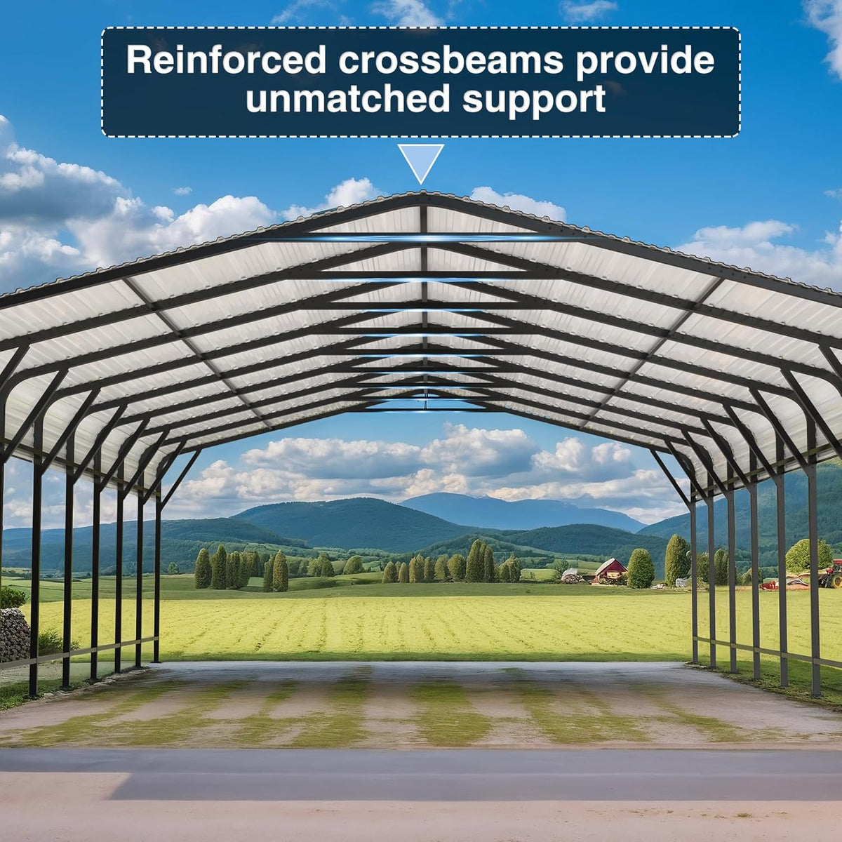 20x40 FT Metal Carport Canopy Heavy Duty with Reinforced Base and Galvanized Steel Roof & Frame, Garage Shelter for Cars, Boats and Trucks