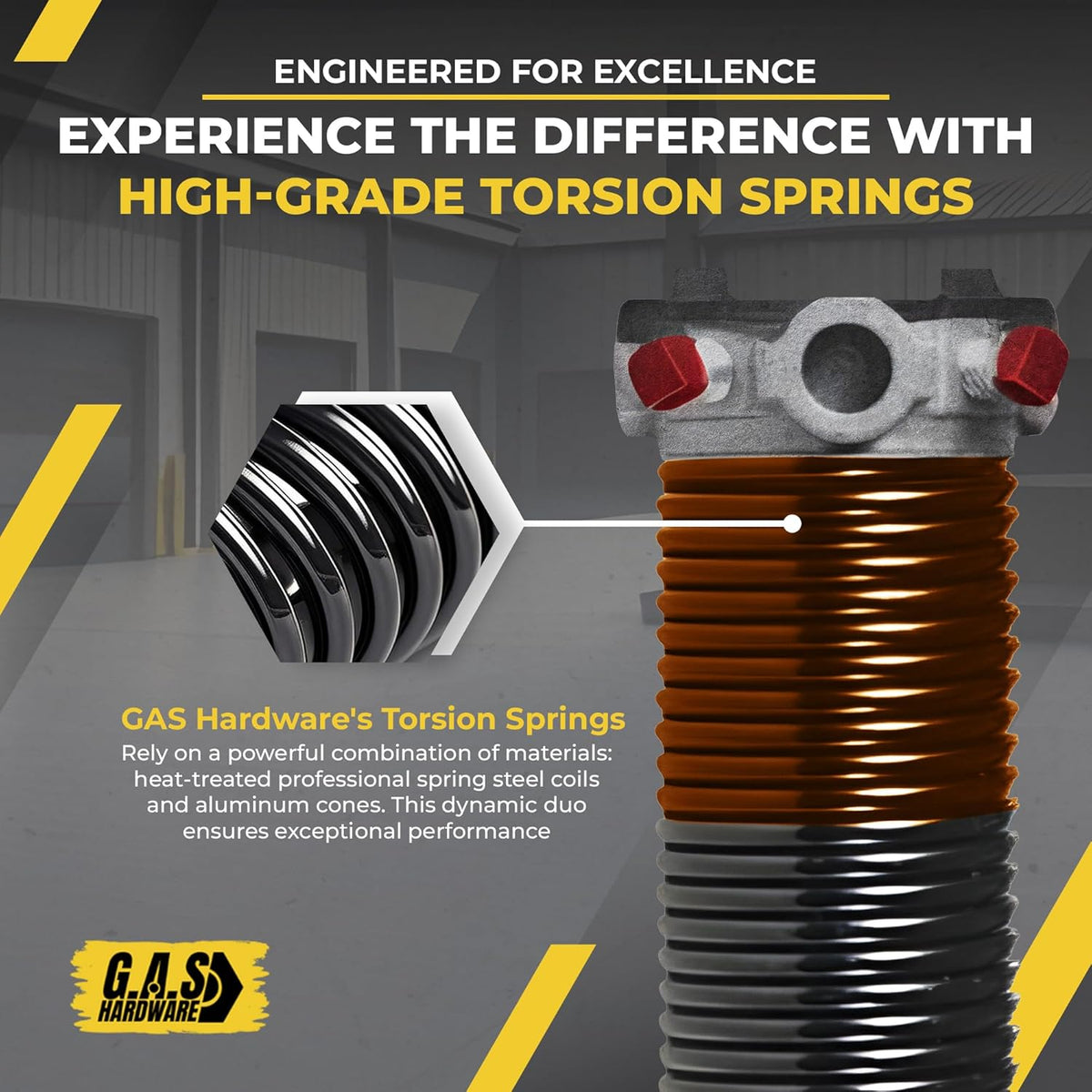 Garage Door Torsion Spring 273x2x35 Torsion Spring for Right Side of Garage Door with 1" Steel Bearing, Gloves, and Winding Bars Precision E-Coating 5-Year Warranty Minimum 30,000 Cycles (Black Cone)