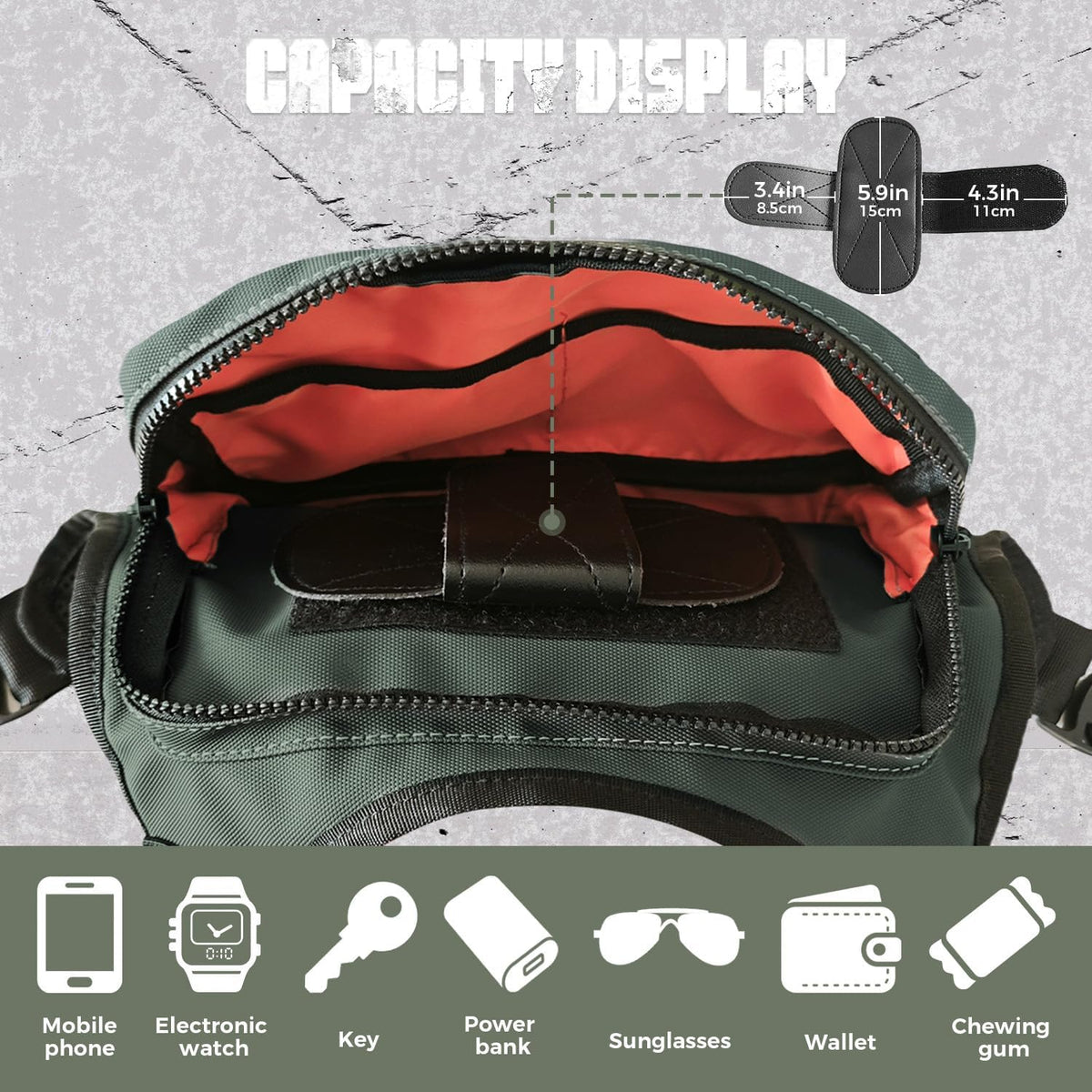 Outdoor Chest Bag For Men, EDC Chest Pack With Built-In Phone Holder, Lightweight Chest Rig Pouch