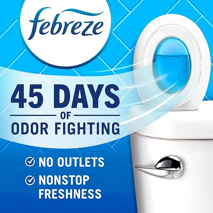 Febreze Bathroom Air Freshener, Odor-Fighting, Plug In Alternative, Air Fresheners for Home and Bathroom and Kitchen, Closet Air Fresheners, Linen & Sky Scent, 2 Count