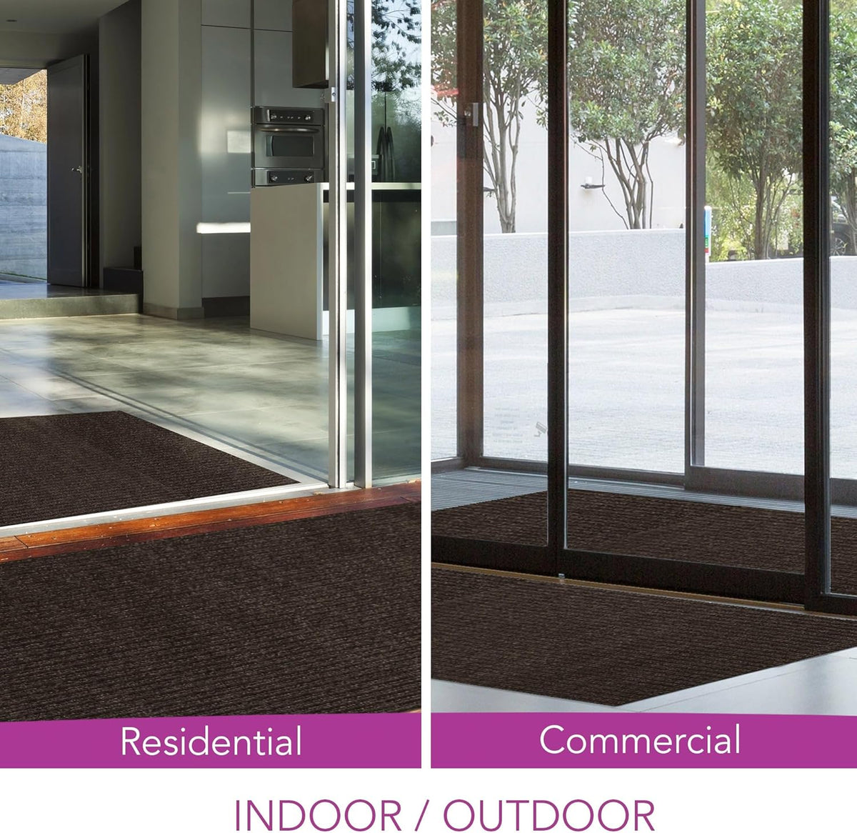 iCustomRug Spartan Weather Warrior Indoor/Outdoor Utility Ribbed Carpet Runner with Non-Slip Thermoplastic Rubber Backing, 6ft X 80ft in Brown
