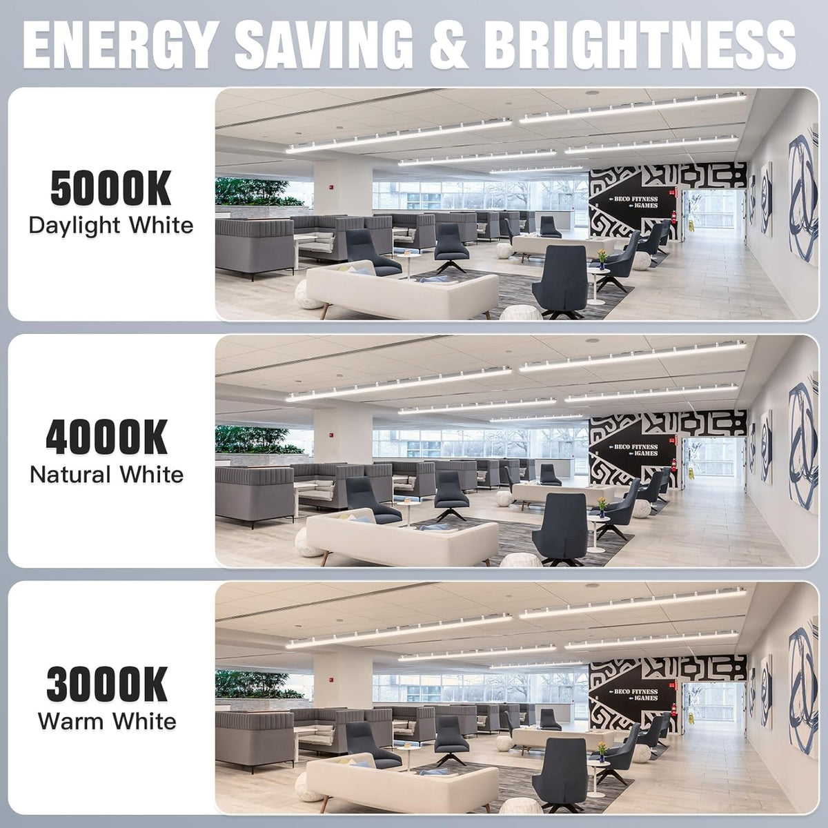 JTT 8FT LED Vapor Tight Light 120/100/80W Tunable, 18000lm LED Vapor Proof Lighting Fixture IP66, 5000K/4000K/3000K Outdoor Shop Light Waterproof for Parking Garage Car Wash Warehouse ETL Listed