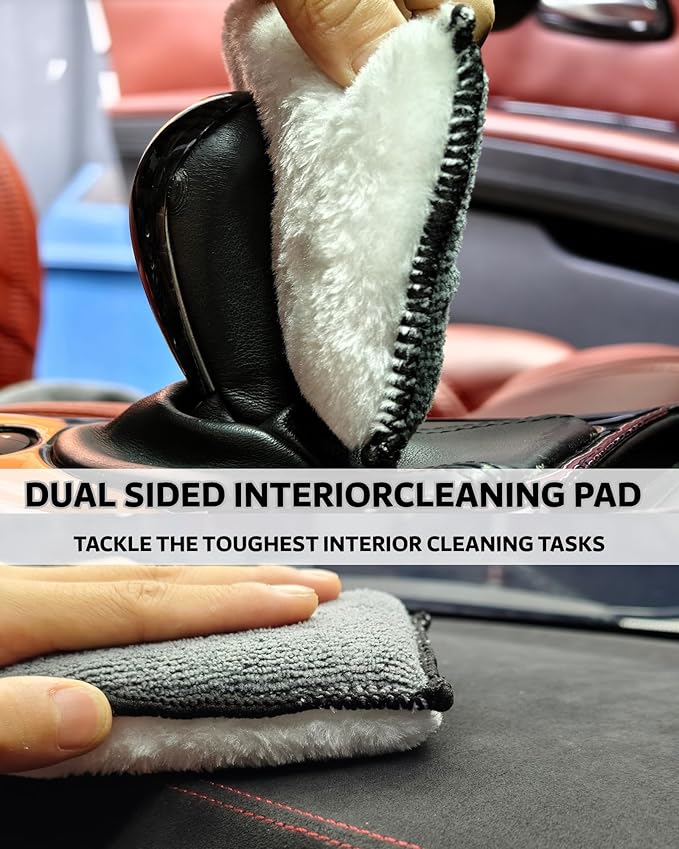 PRO Car Interior Cleaning Kit (9-Piece) - Deep Clean Tools for Leather, Dashboard & Upholstery | Boar Bristle Brush, Dual-Sided Scrub Sponge, Microfiber Towels, Polish Scrub Mitt, Detailing Brushes