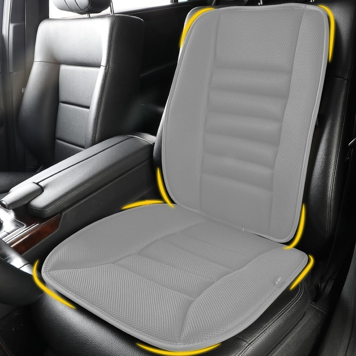 Car Seat Cushion with Back Support Pillow, Comfy Lumbar Support & Seat Cushion, Memory Foam Driving Pillow for Back-Sciatica Pain Relief, Auto Pad Suitable for Car, Truck, SUV - 4D Mesh Grey