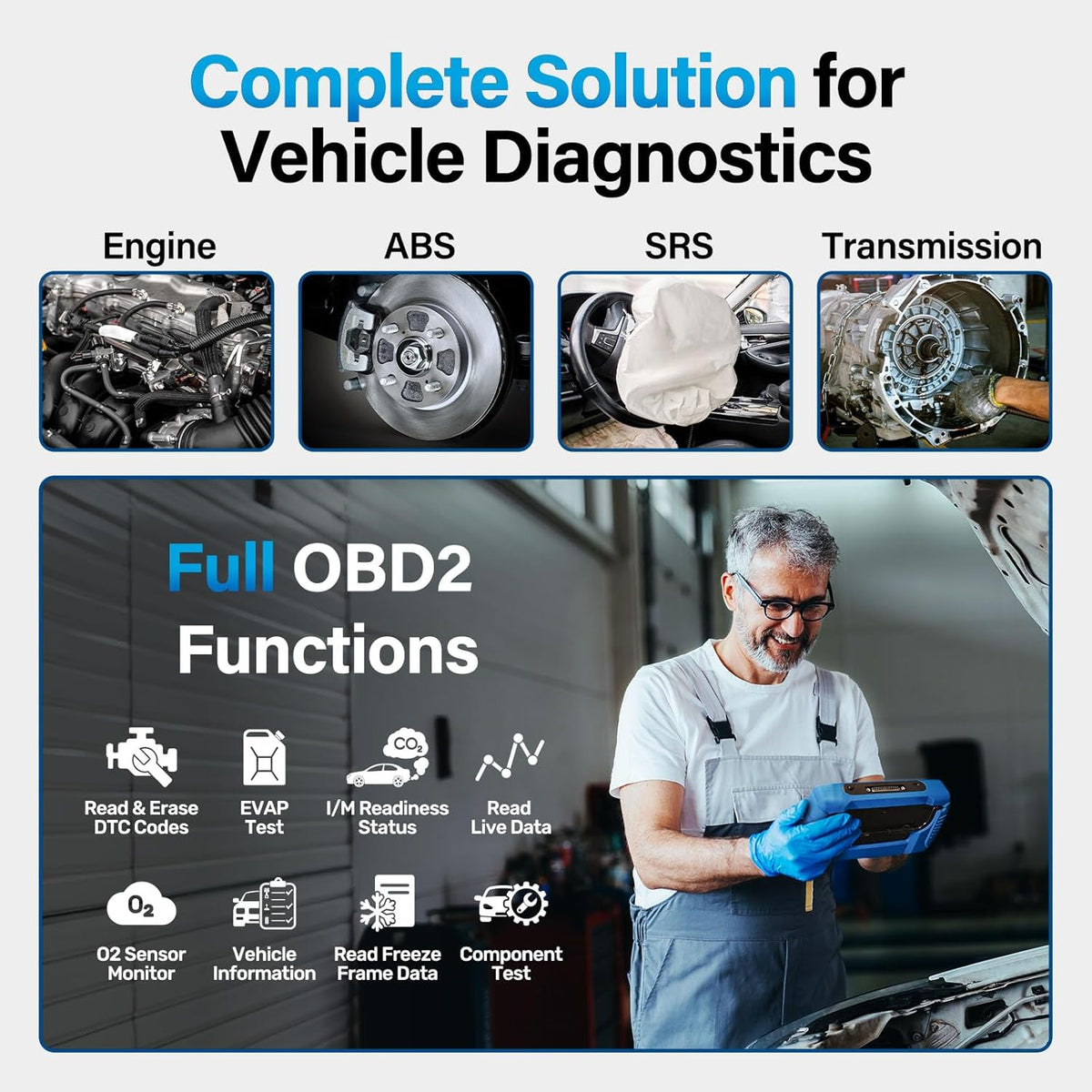 BLCKTEC 460T OBD2 Scanner Car Code Reader Engine ABS SRS Transmission Diagnostic Tool, 12 Reset Services, Oil/TPMS/EPB/BMS/SAS/DPF/Throttle Reset, ABS Bleeding, Battery Test, Auto VIN, Free Update