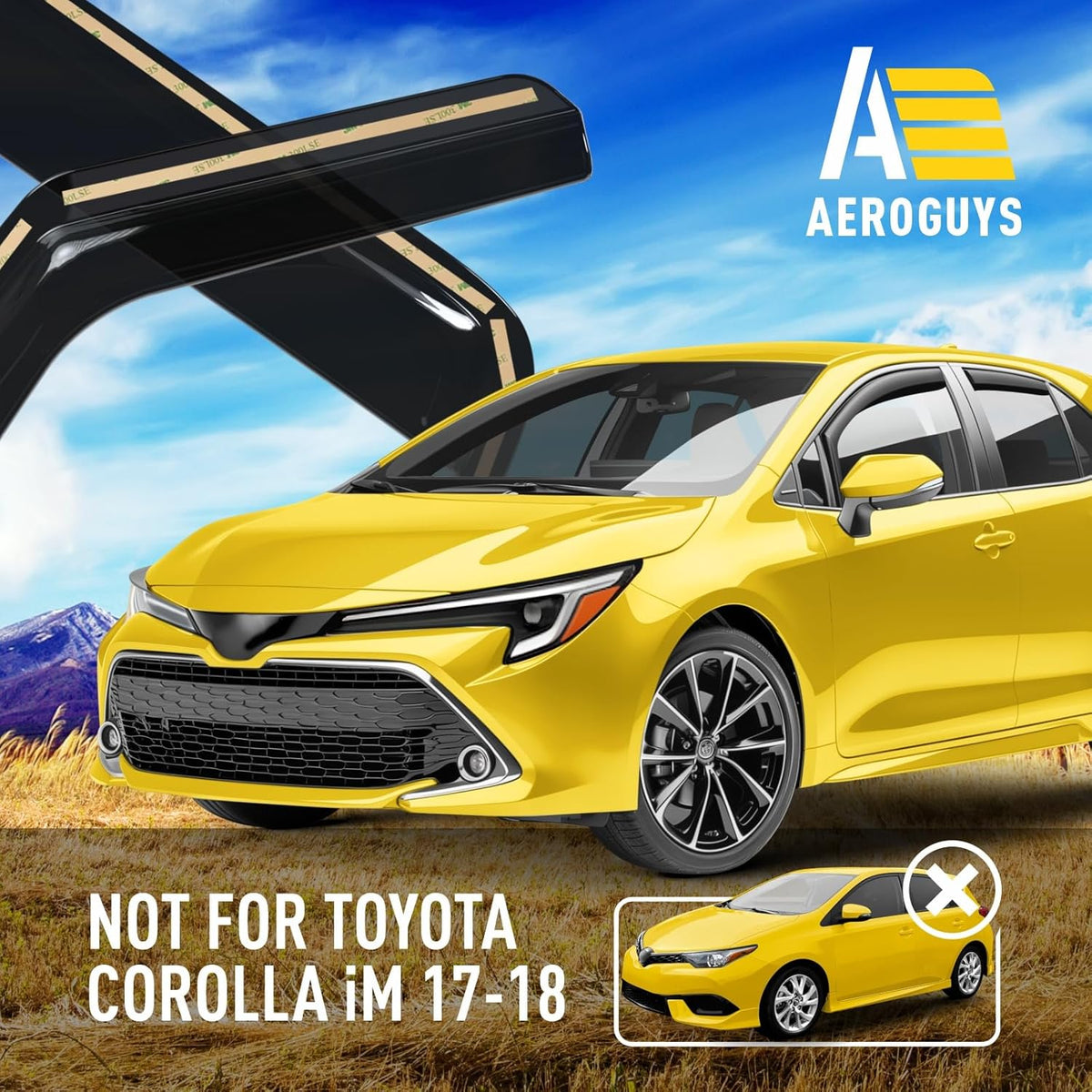 Extra Durable Window Deflectors in-Channel Window Visors Rain Guards Fit for Toyota Corolla 2020-2025 Hatchback, Sun Visors, Wind Vent for Shades, Exterior Car Accessories - 4 pcs. AG0910
