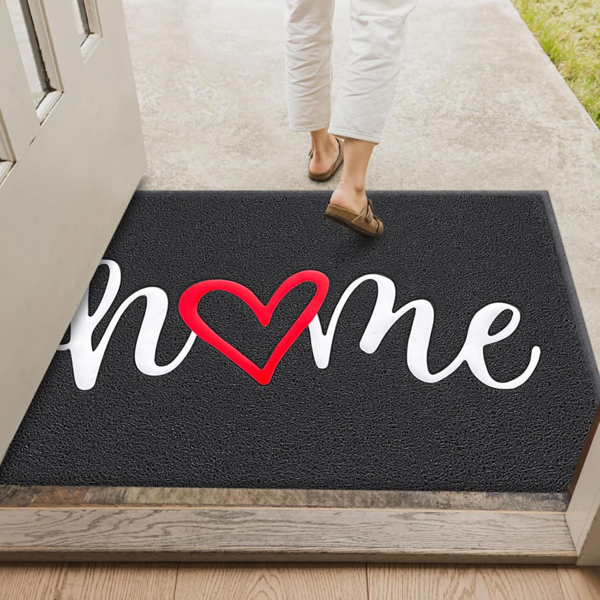 EARTHALL Door Mat Outside Inside Home Doormat, 48"x32", Durable Floor Mat Non Slip Mat Ultra Absorb Mud Easy Clean Front Doormat for Garage, Entryway, Patio, High Traffic Areas, Black