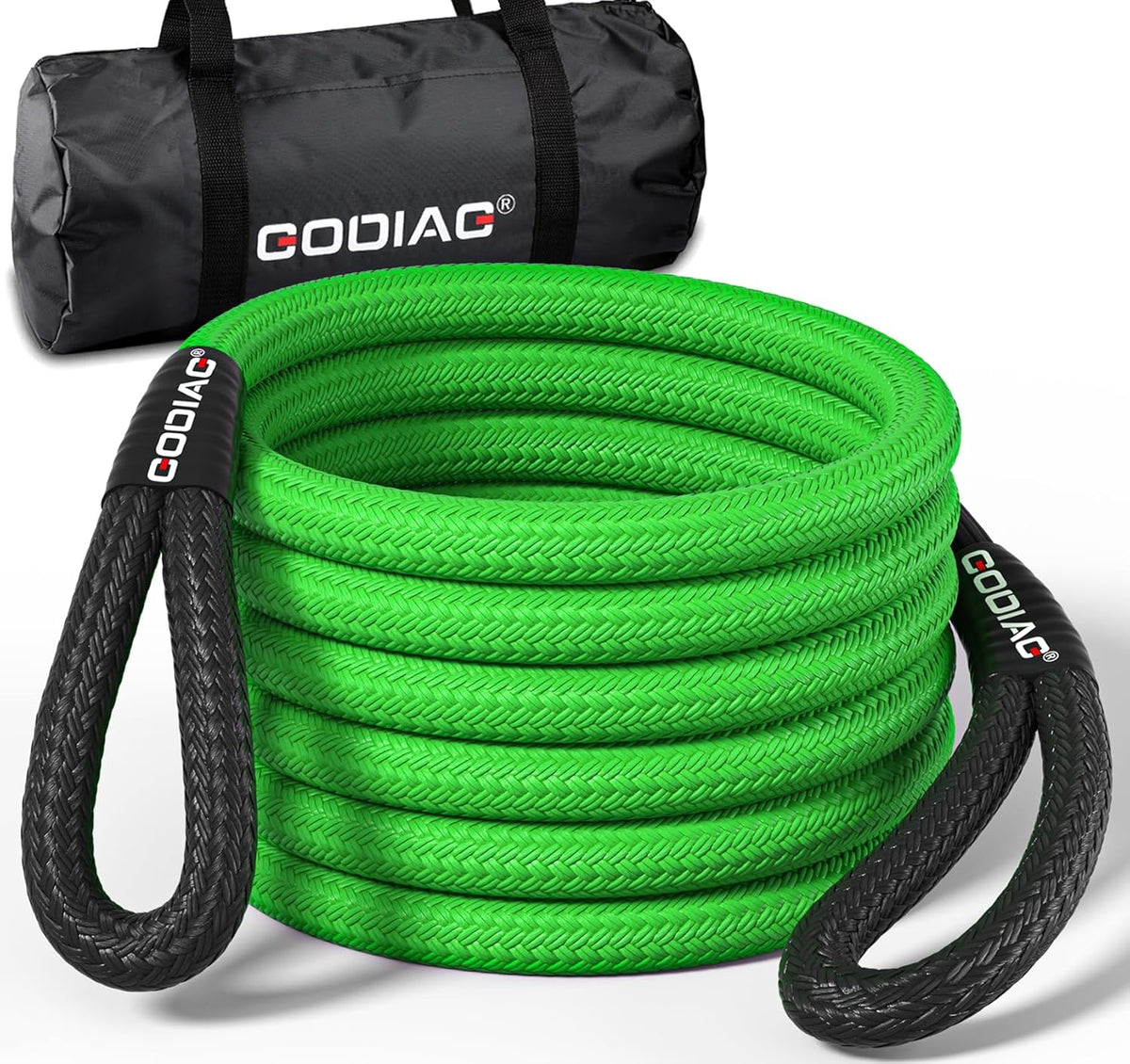 GODIAG 1"×30ft Kinetic Recovery Rope Recovery Tow Strap (46500lbs) Heavy Duty Energy Rope 30% Elasticity Off-Road Power Strap for Truck Jeep Car ATV UTV Tractor