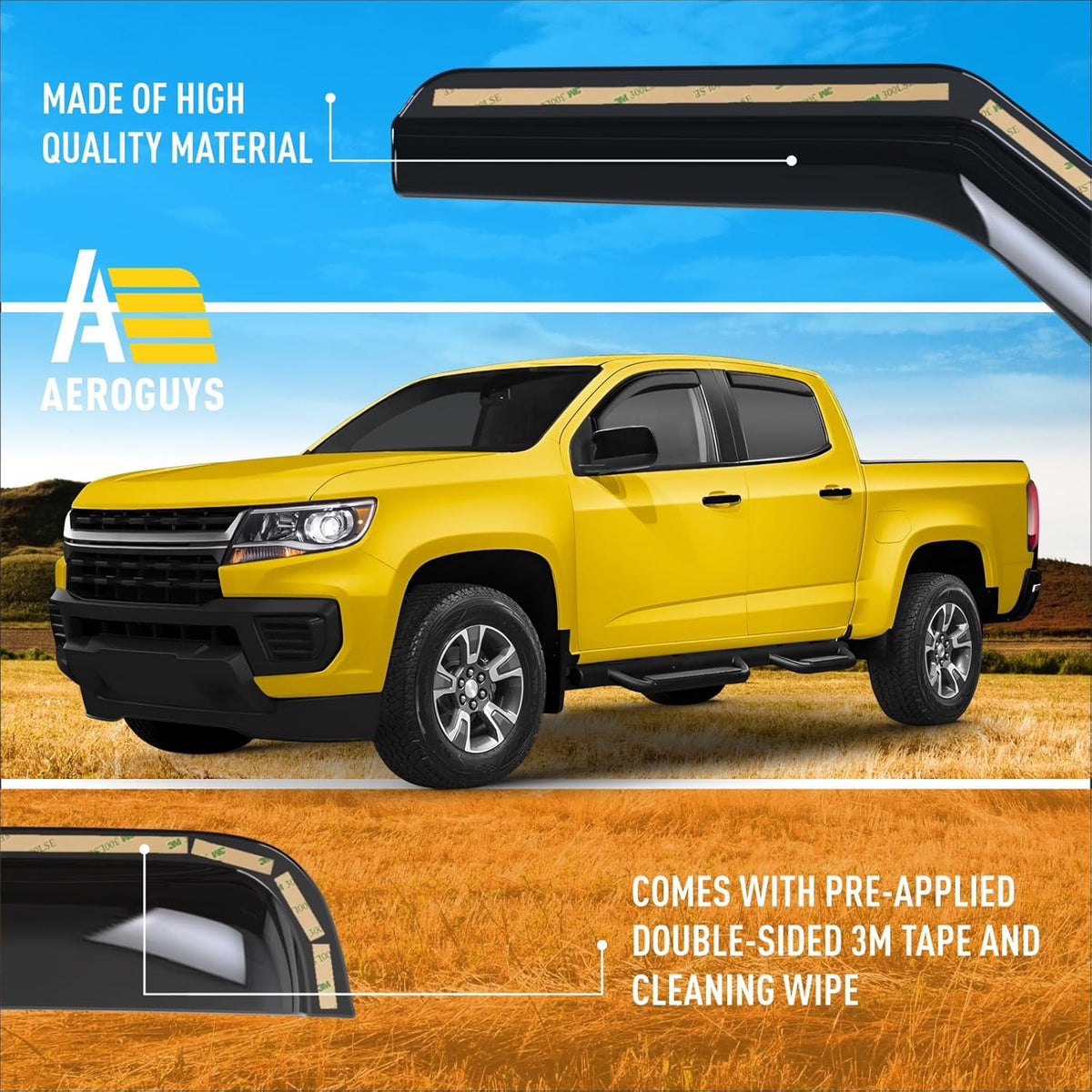 Extra Durable Window Deflectors in-Channel Window Visors Rain Guards Fit for Chevrolet (Chevy) Colorado 2015-2022 Crew Cab, Sun Visors, Wind Vent for Shades, Exterior Car Accessories - 4pcs. AG0275