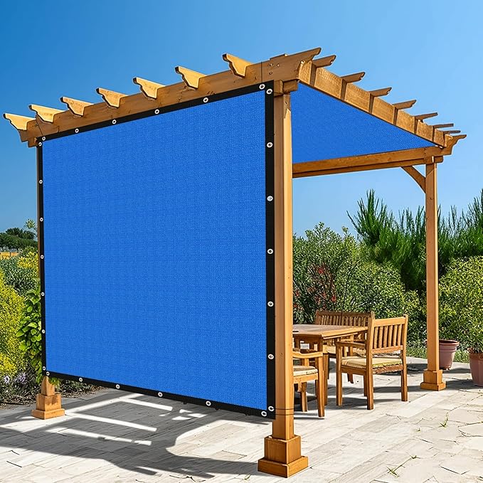 Amagenix 90% Pergola Shade Cover 8' X 16' Sun Shade Cloth with Grommets for Outdoor Garden Patio Porch, Commercial Grade 200 GSM - Cable Zip Ties Included (We Customized) GN108, Blue