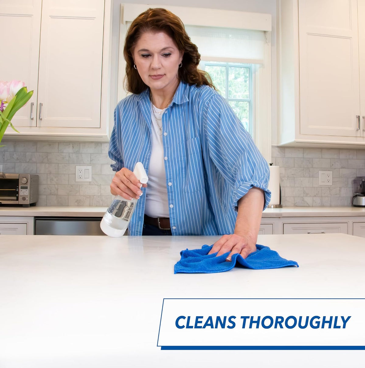 Unger 12” x 12” All-Purpose Microfiber Cloths, 4 Pack, Wet and Dry Cleaning Towels for Kitchen, Furniture, Appliances, Electronics and Glass, Reusable with Less Lint and Streak-Free Results