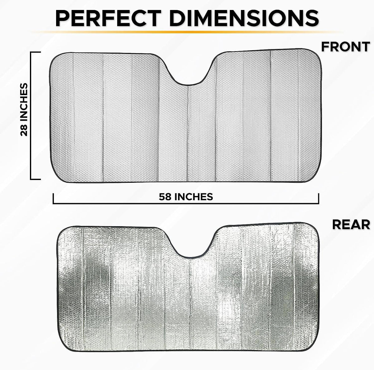 EcoNour Accordion Car Windshield Sun Shade (Gray) | Foldable Car Window Shades for UV Protection & Heat Block | Keeps Interior Cool | Sun Blocker for Front Window | 58 x 28 Inches
