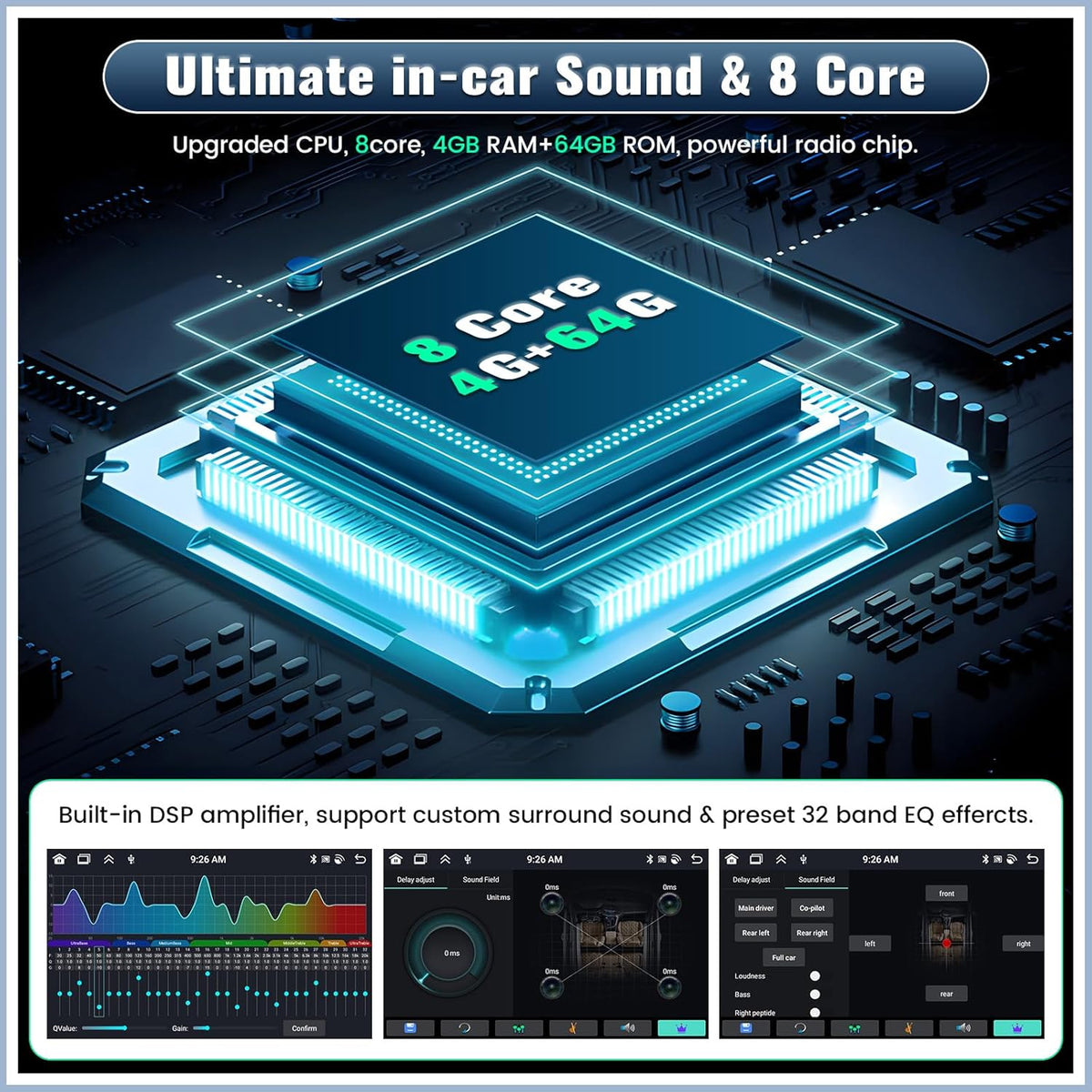 UNITOPSCI 4G+64G 8Core Android 13 Car Stereo for Hyundai Tucson 2015-2018 Wireless Apple CarPlay Android Auto 9” Touchscreen Bluetooth 5.0 GPS Navi DSP Mirror Link WiFi FM/RDS SWC+Backup Camera Mic