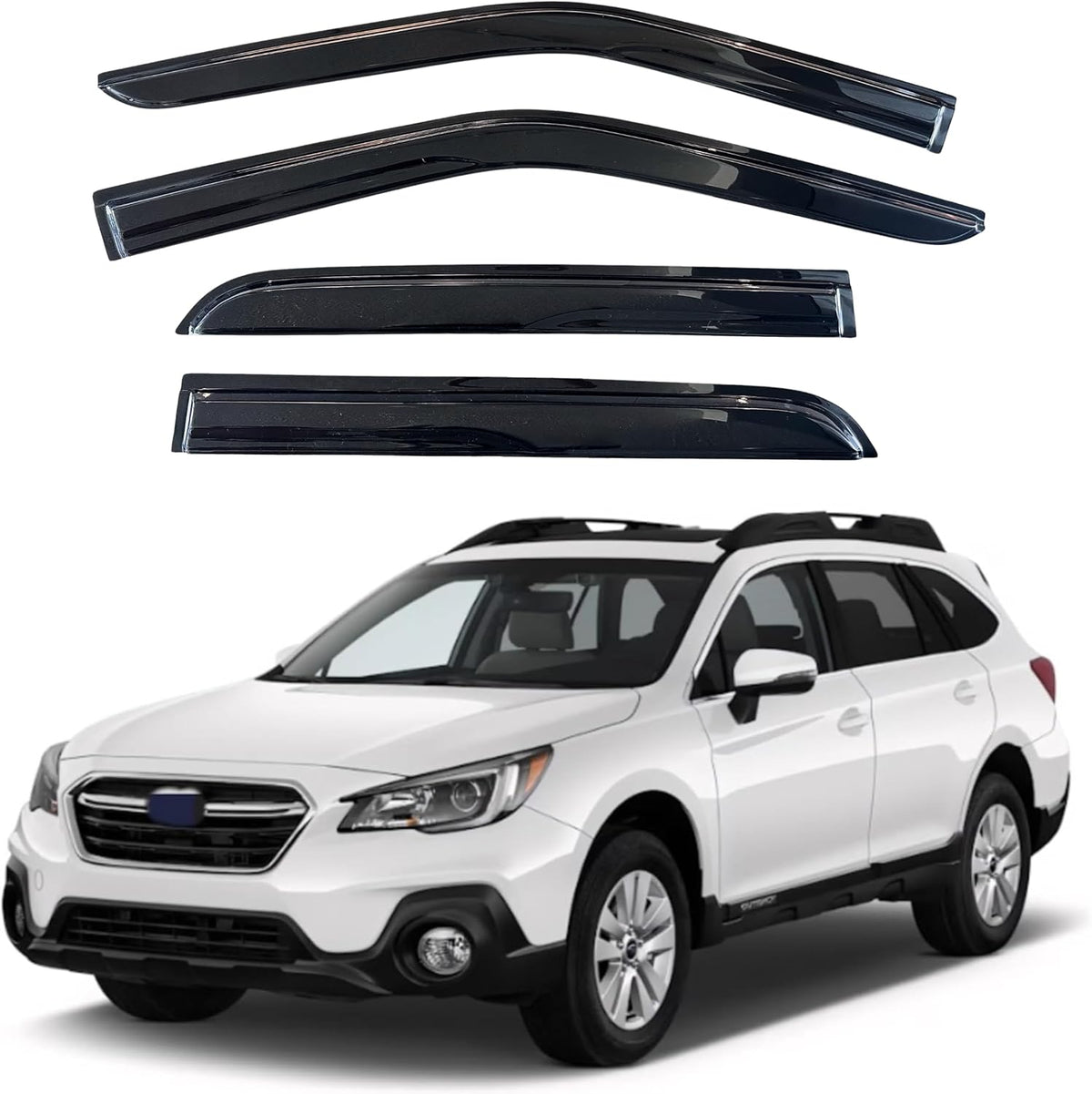 KPY Window Visor Compatible with Subaru Outback 2015-2019, 4PC Rain Guard Side Window Vent Deflectors Tape-On Mugen Style, 2015 2016 2017 2018 2019