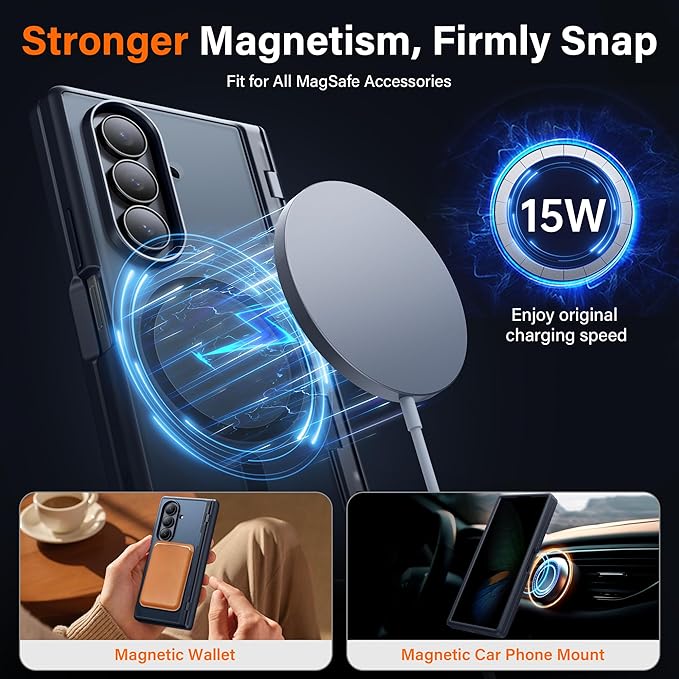 MOBOSI for Samsung Galaxy Z Fold 7 Case with Privacy Screen Protector, [Compatible with Magsafe], [Built-in Kickstand & Full Body Hinge Protection] Magnetic Slim Phone Case for Z Fold7, Black